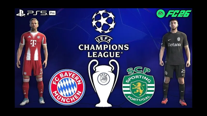 Cầu thủ Bayern Munich vượt qua hậu vệ Sporting CP bằng kỹ thuật cá nhân tinh tế.